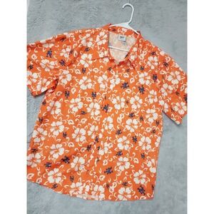 New York Mets Mens XL BDA Hawaiian Floral Toyota Promo Button Up Shirt Orange